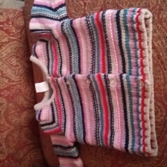 H&M 9-12 Months Baby Girls Warm Knit Striped Colorful Cardigan Sweater, Pinks - Picture 1 of 4